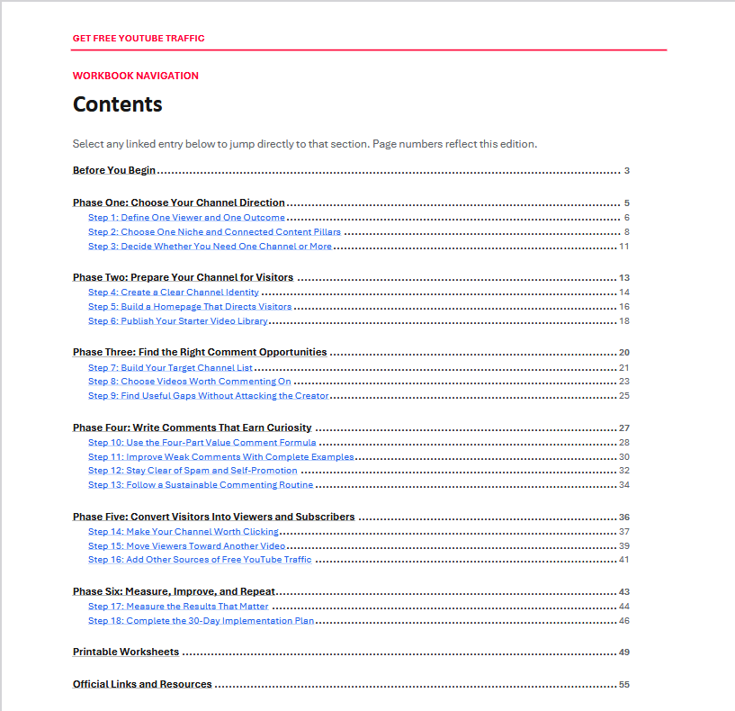 Get Free YouTube Traffic PLR Workbook Excerpt